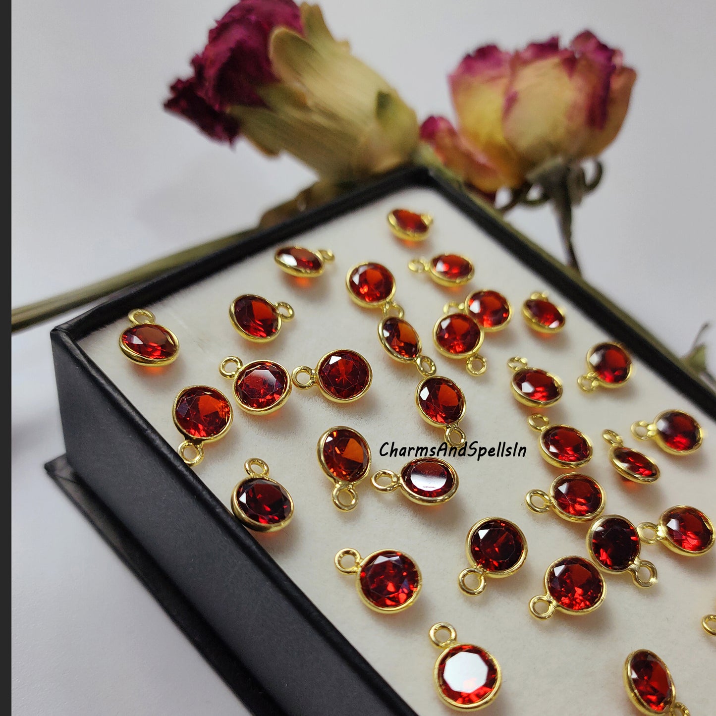 Hydro Color Garnet Gemstone Charm With Chain, CZ Pendant Necklace, Unique Gemstone Woman Necklace, Dainty Stone Jewelry, Boho Necklace, Gift