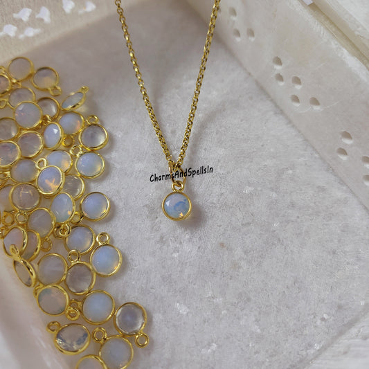 Dainty Opalite CZ Necklace | Hydro Opalite Handmade Charm