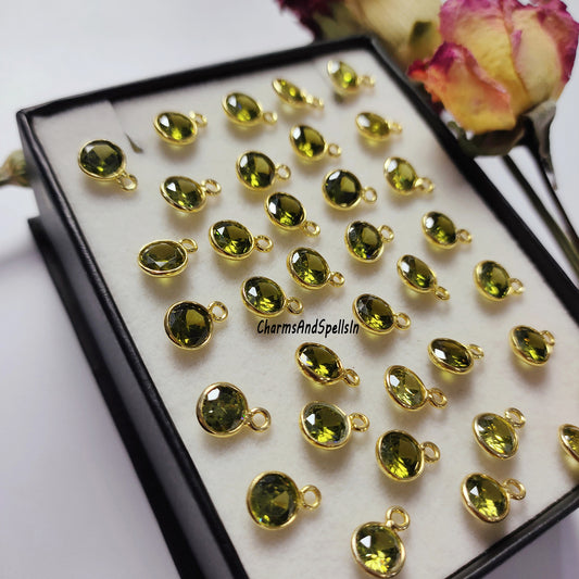 Dainty Green Peridot Necklace | Hydro Peridot & CZ Boho Pendant Party Jewelry