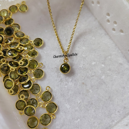 Dainty Green Peridot Necklace | Hydro Peridot & CZ Boho Pendant Party Jewelry