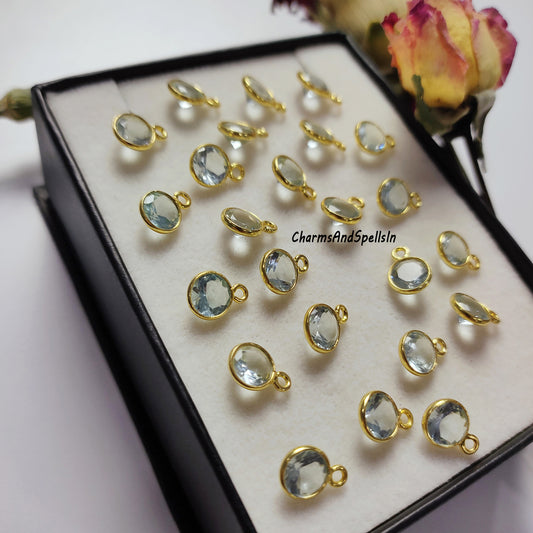 Dainty Aquamarine Necklace | Hydro Aquamarine & CZ Round Pendant Summer Jewelry