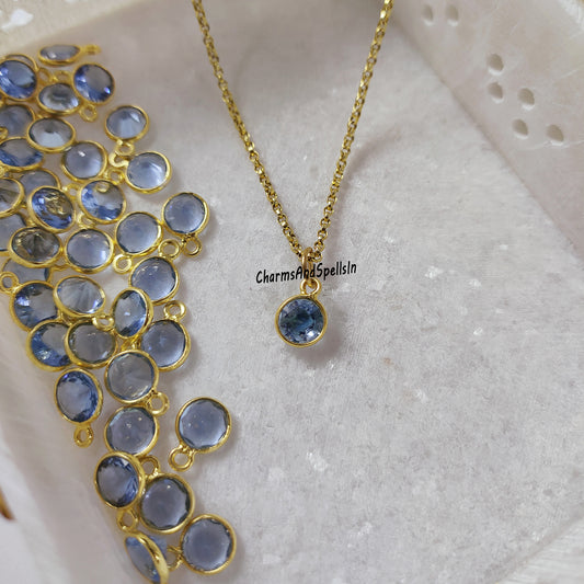 Dainty Sky Blue Topaz Necklace | Hydro Topaz Sterling Silver Minimalist Jewelry