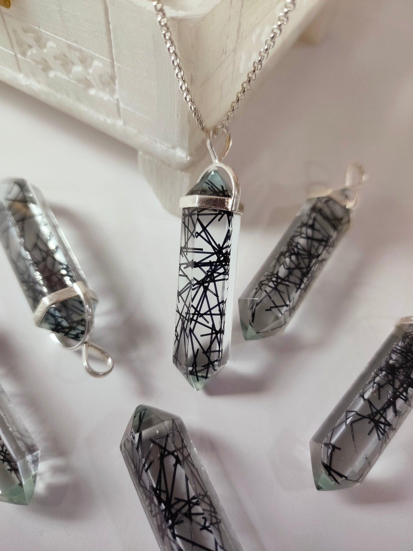 Dainty Black Rutile Point Necklace | 925 Sterling Silver Unique Gemstone Pendant