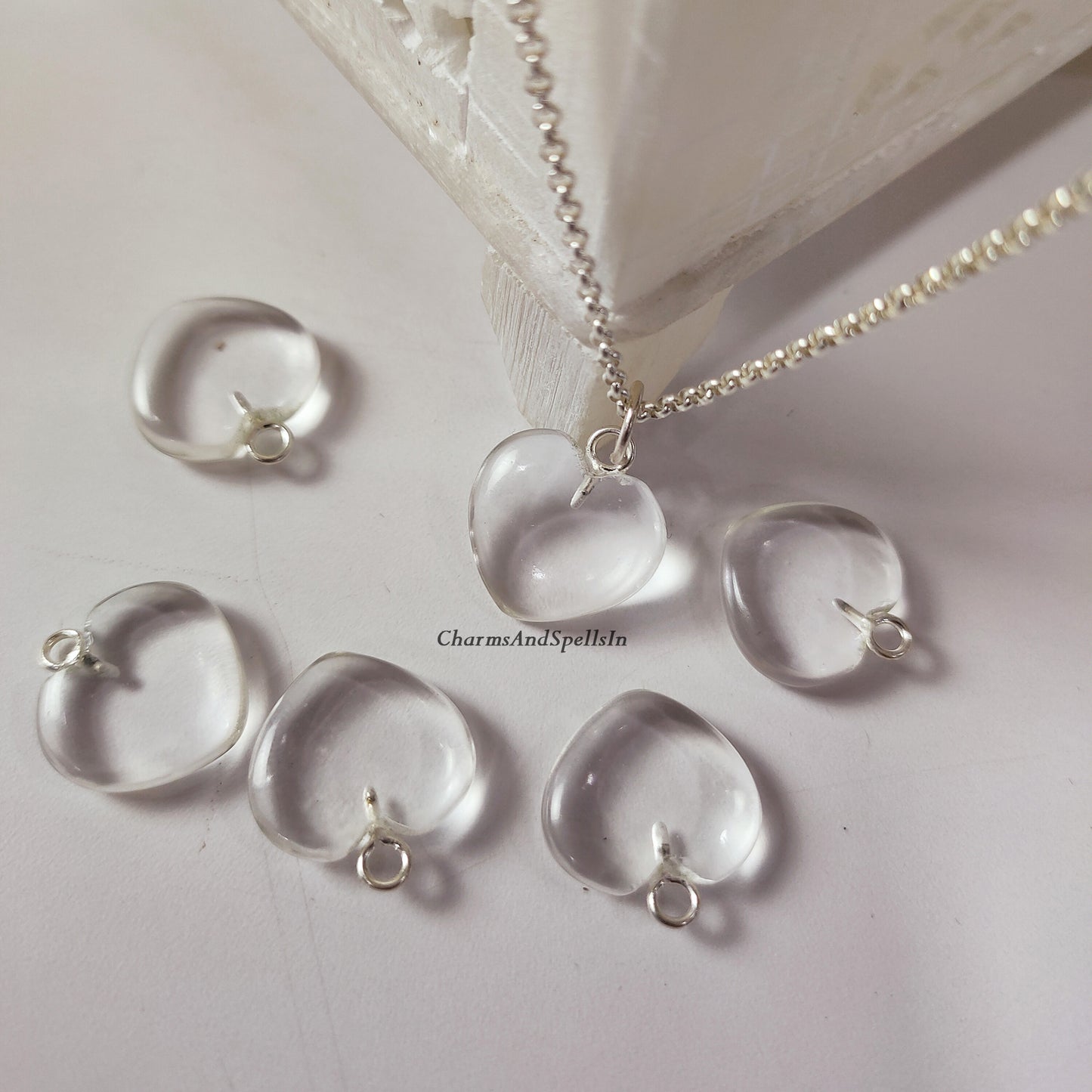 Clear Quartz Heart Crystal Necklace, Boho Necklace, Heart Charm Necklace, Unique Quartz Gemstone Necklace, Bridesmaids Gift, Summer Jewelry