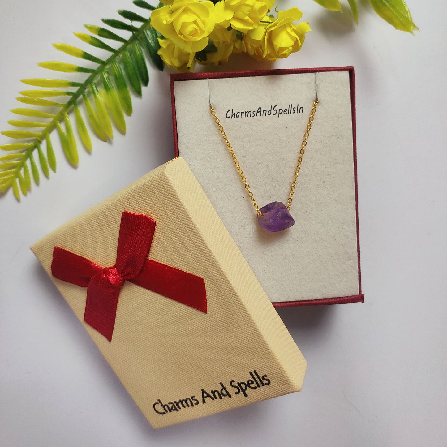 Purple Raw Amethyst Necklace, Raw Amethyst, Bohemian Necklace, February Birthstone Jewelry, Healing Crystal, Birthday Gift, Woman Necklace