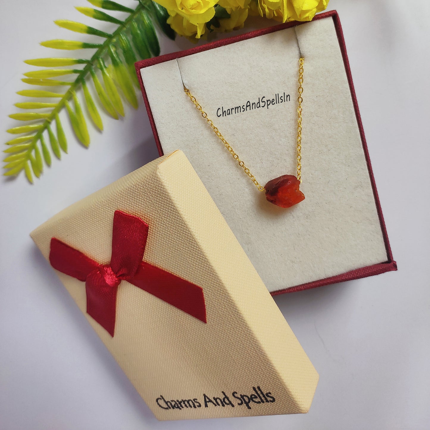 Raw Carnelian Crystal Necklace | Boho Natural Gemstone Jewelry | Healing Gift