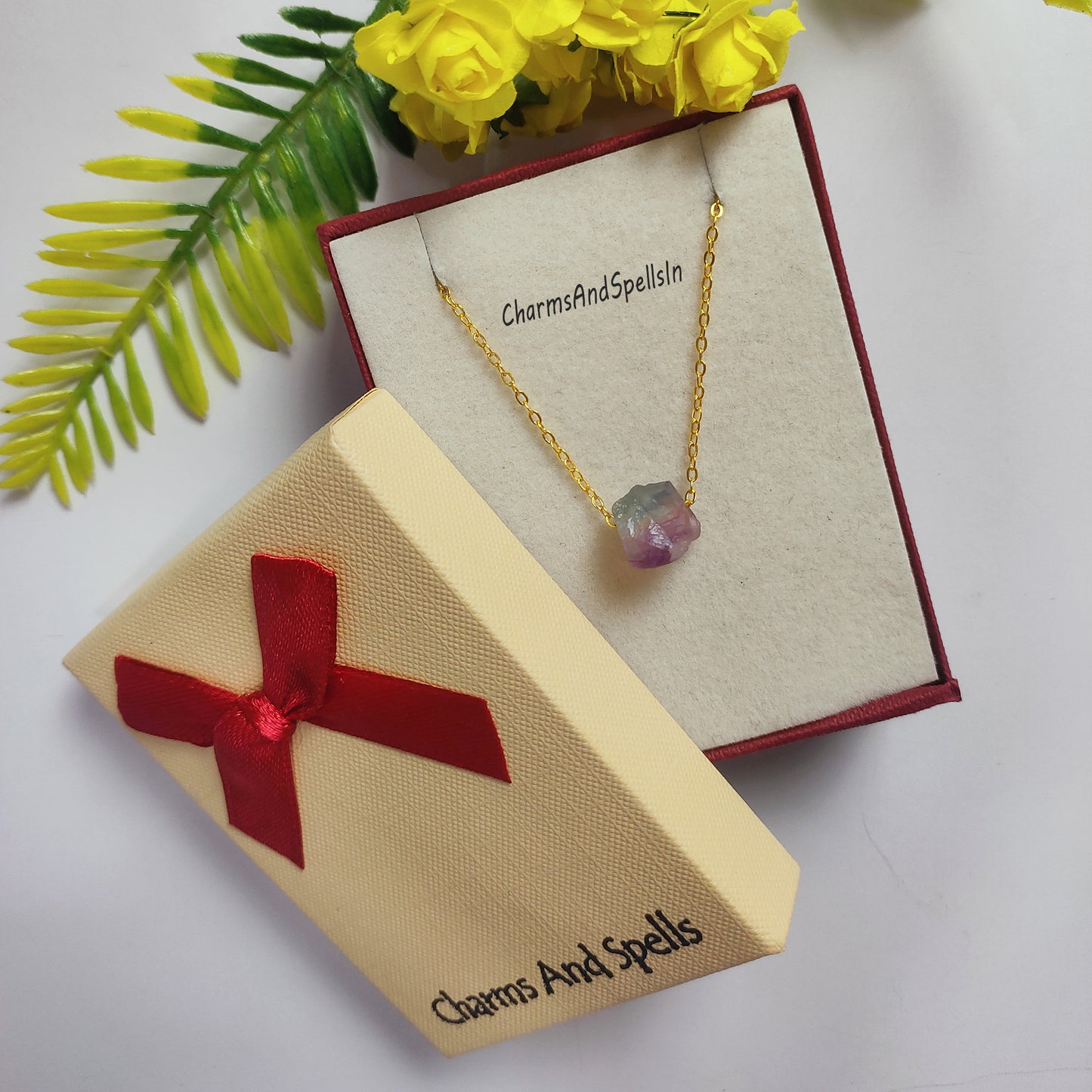 Raw Fluorite Necklace | Handmade Boho Crystal Gemstone Jewelry