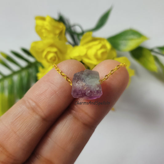 Raw Fluorite Necklace | Handmade Boho Crystal Gemstone Jewelry
