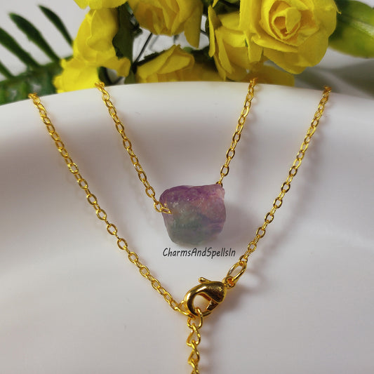 Raw Fluorite Necklace | Handmade Boho Crystal Gemstone Jewelry