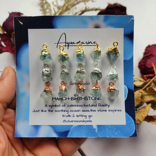 Raw Aquamarine Pendant Connector