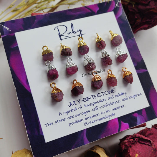 Raw Pink Ruby Pendant Connector