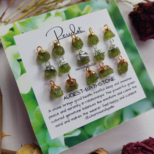 Raw Green Peridot Pendant Connector