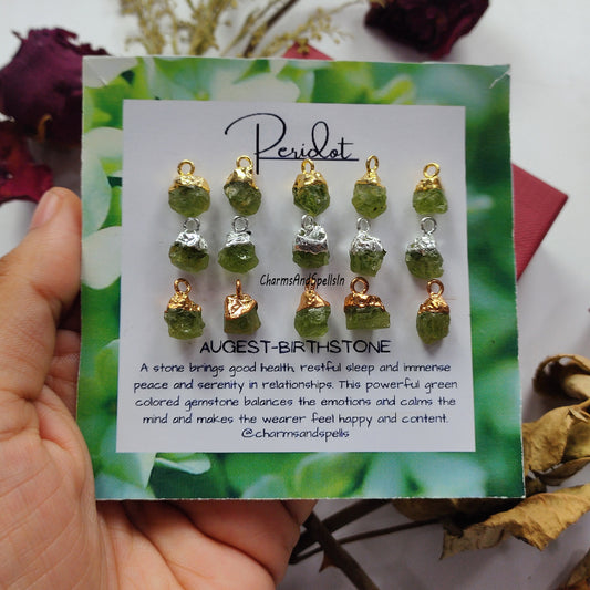 Raw Green Peridot Pendant Connector