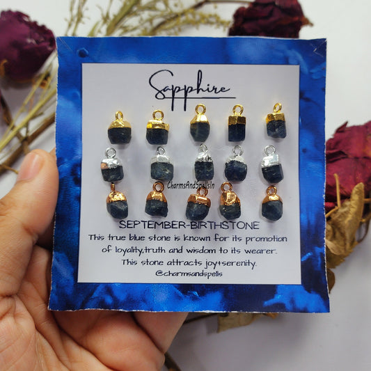 Raw Blue Sapphire Pendant Connector