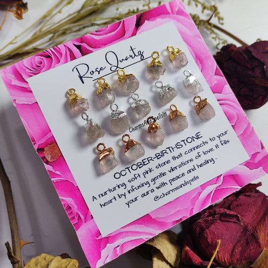 Raw Rose Quartz Pendant Connector
