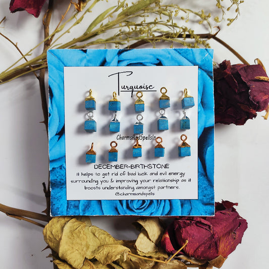 Raw Blue Turquoise Pendant Connector