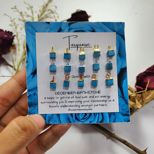 Raw Blue Turquoise Pendant Connector