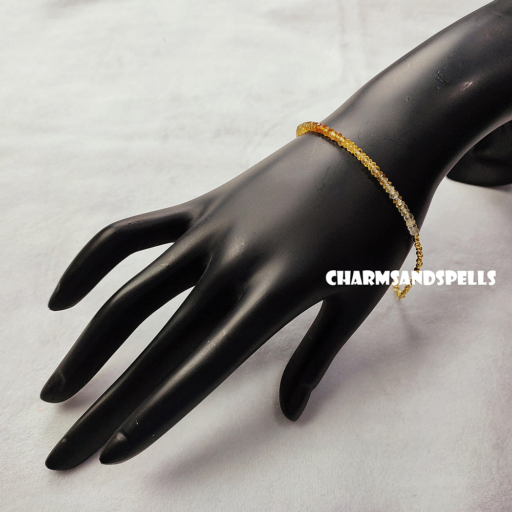 Natural Citrine Gemstone Bracelet | 925 Sterling Silver Adjustable Jewelry