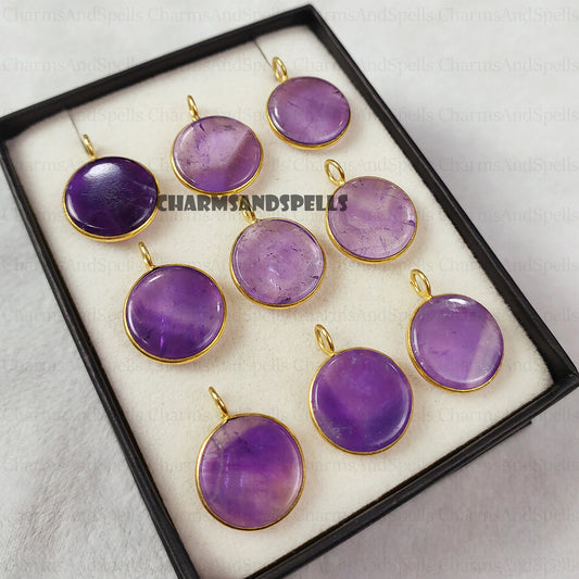 Natural Amethyst Coin Necklace
