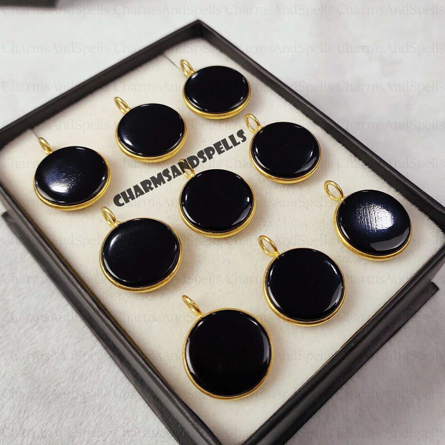 Black Onyx Circle Pendant Necklace, Minimalist 14K Gold Jewelry