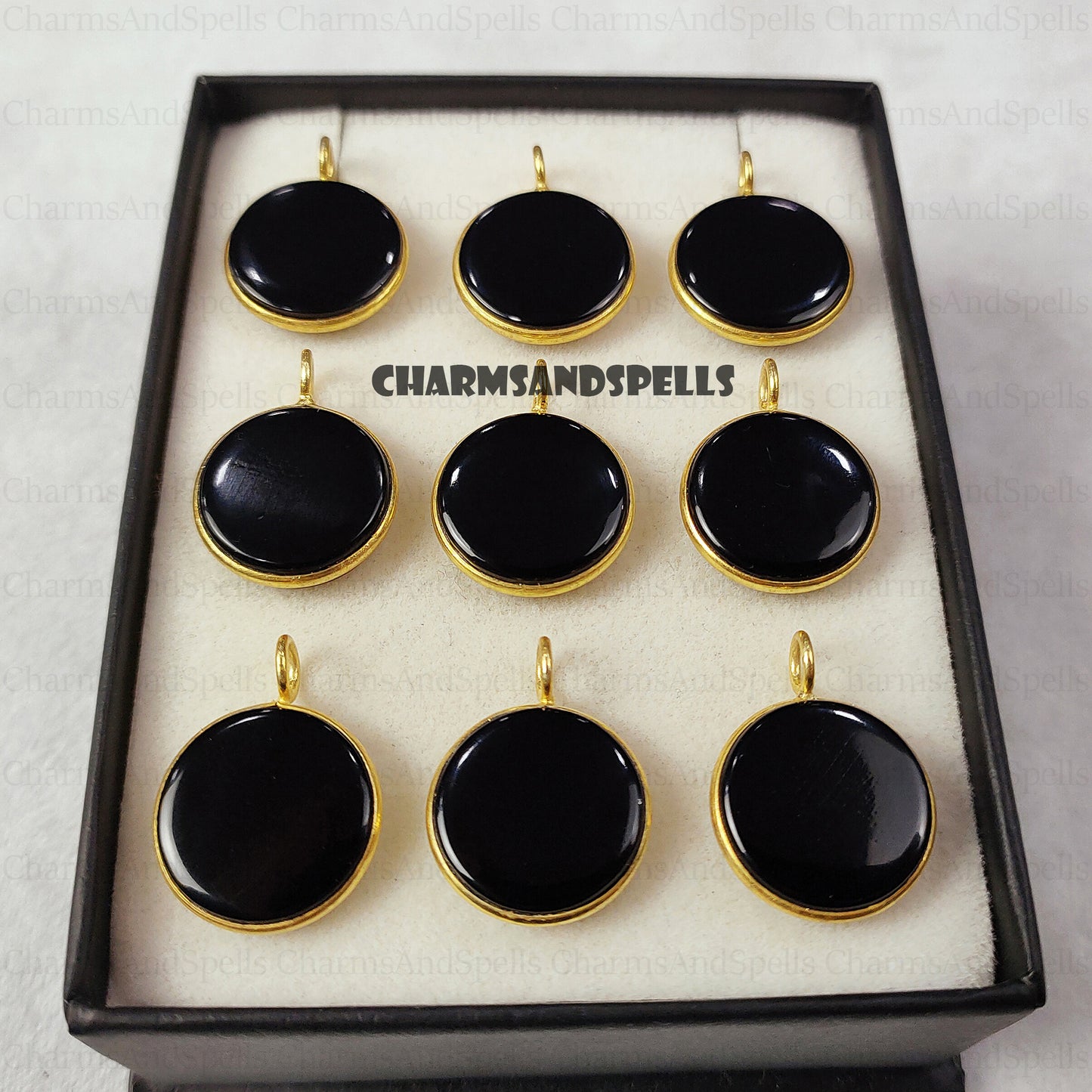 Black Onyx Circle Pendant Necklace, Minimalist 14K Gold Jewelry
