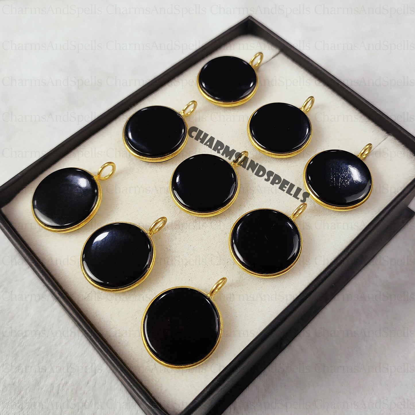 Black Onyx Circle Pendant Necklace, Minimalist 14K Gold Jewelry