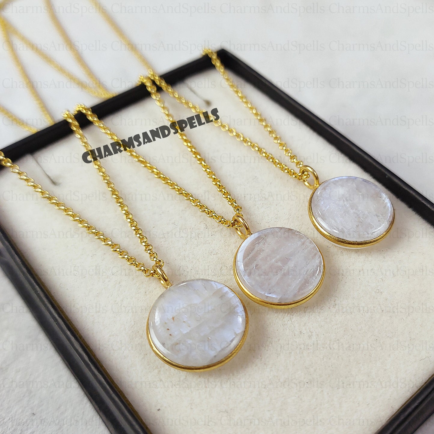 Natural Blue Fire Moonstone Pendant Necklace, Gemstone Jewelry