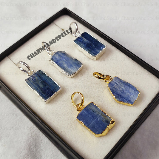 Natural Kyanite Crystal Pendant Necklace | Boho Raw Blue Gemstone Jewelry Gift