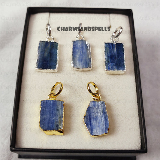 Natural Kyanite Crystal Pendant Necklace | Boho Raw Blue Gemstone Jewelry Gift