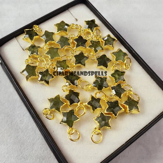 Star Peridot Pendant Necklace | August Birthstone Gold Plated Jewelry