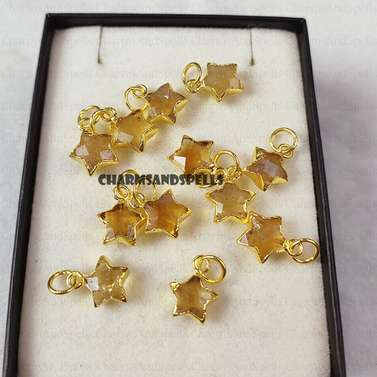 Citrine Star Pendant Necklace | November Birthstone Wire Wrapped Gemstone Jewelry
