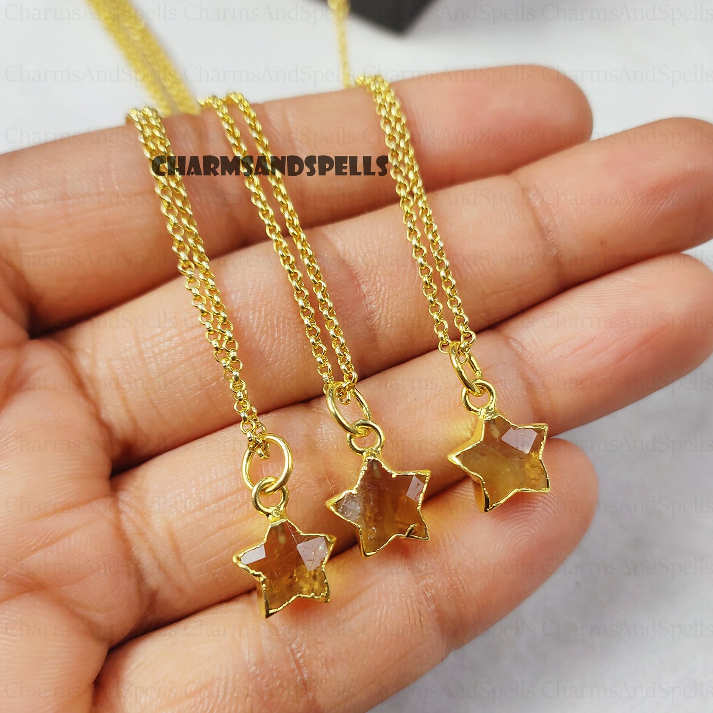 Citrine Star Necklace, November Birthstone Necklace, Star Shaped Necklace, Simple Citrine Necklace, Wire Wrapped Citrine Necklace