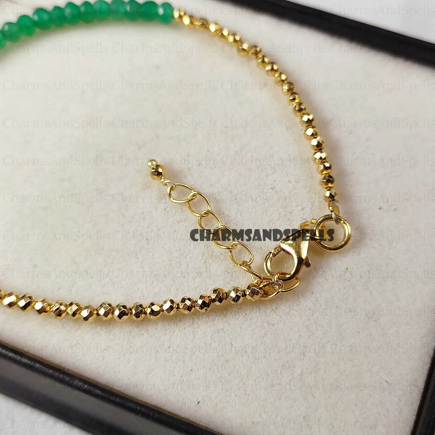 Minimalist Green Onyx Bracelet - Natural Stone Dainty Bracelet- Healing Crystal Yoga Bracelet - Spiritual Protection May Birthstone Gift
