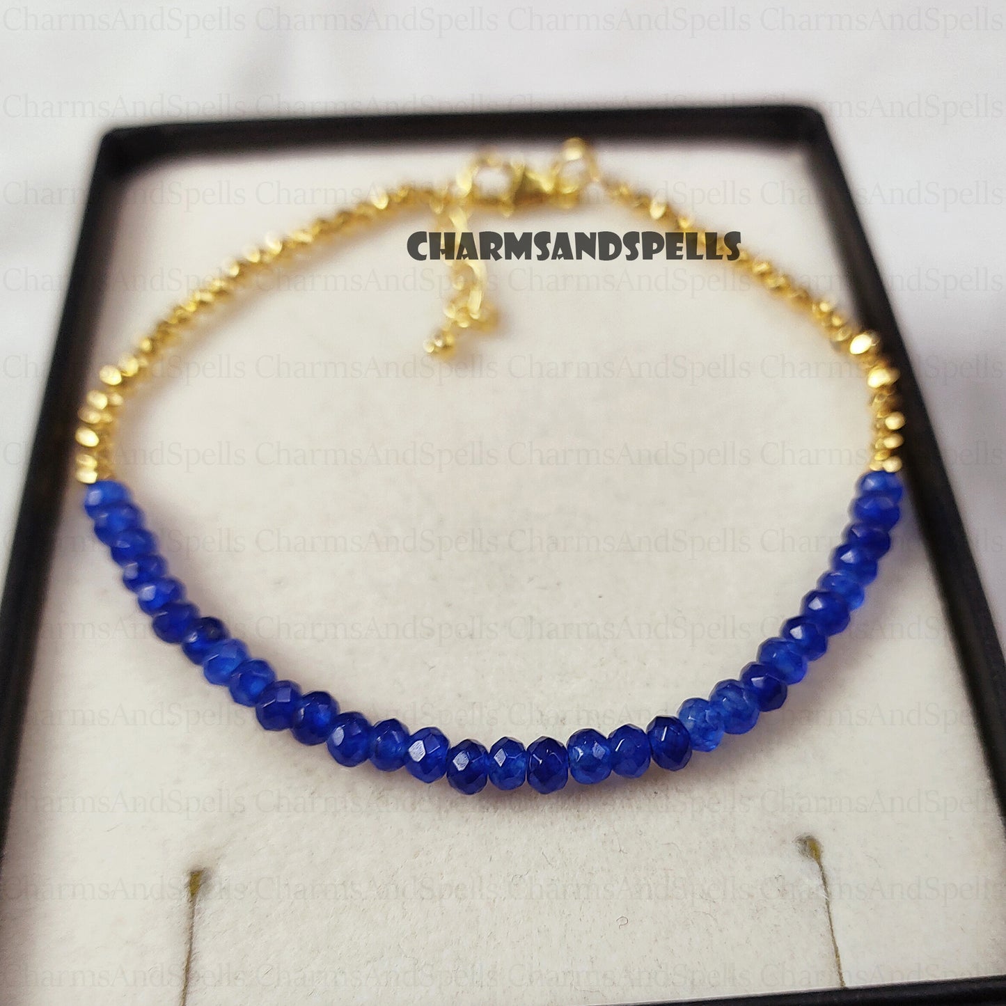 Blue Sapphire Bracelet, Dainty Birthstone Minimalist Jewelry, Delicate Semi-Precious Bracelet, Stacking, Layering Bracelet for Man Women