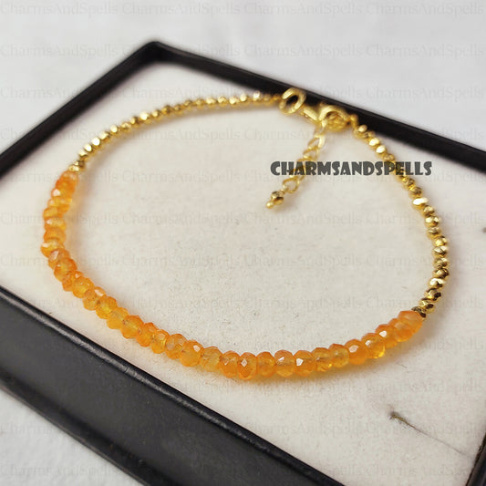 Carnelian Bracelet, Natural Stone Minimalist Jewelry, January Birthstone