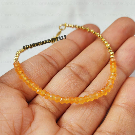 Carnelian Bracelet, Natural Stone Minimalist Jewelry, January Birthstone