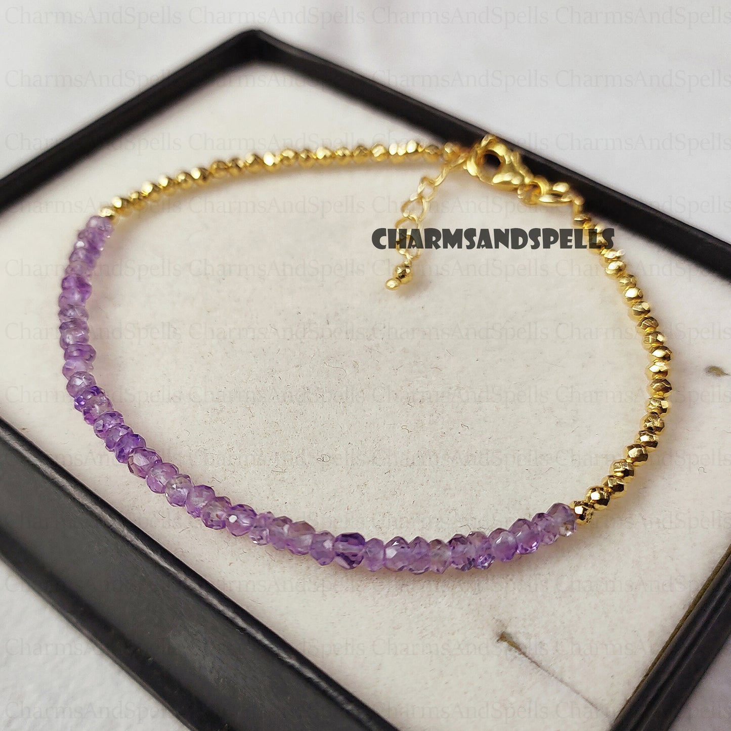 Minimalist Amethyst Bracelet -Natural Stone Dainty Bracelet- Healing Crystal Yoga Bracelet -Spiritual Protection February Birthstone Gift