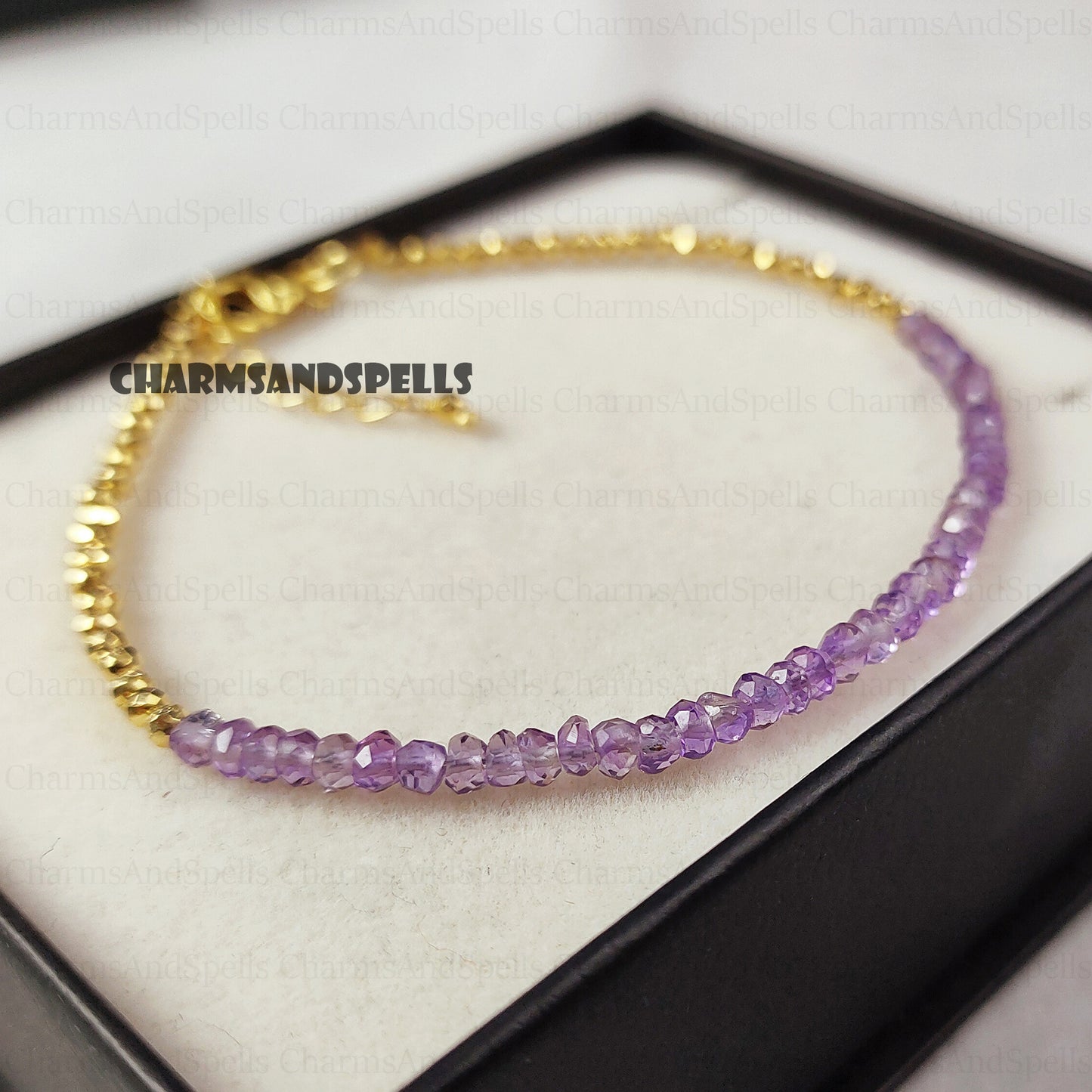 Minimalist Amethyst Bracelet -Natural Stone Dainty Bracelet- Healing Crystal Yoga Bracelet -Spiritual Protection February Birthstone Gift