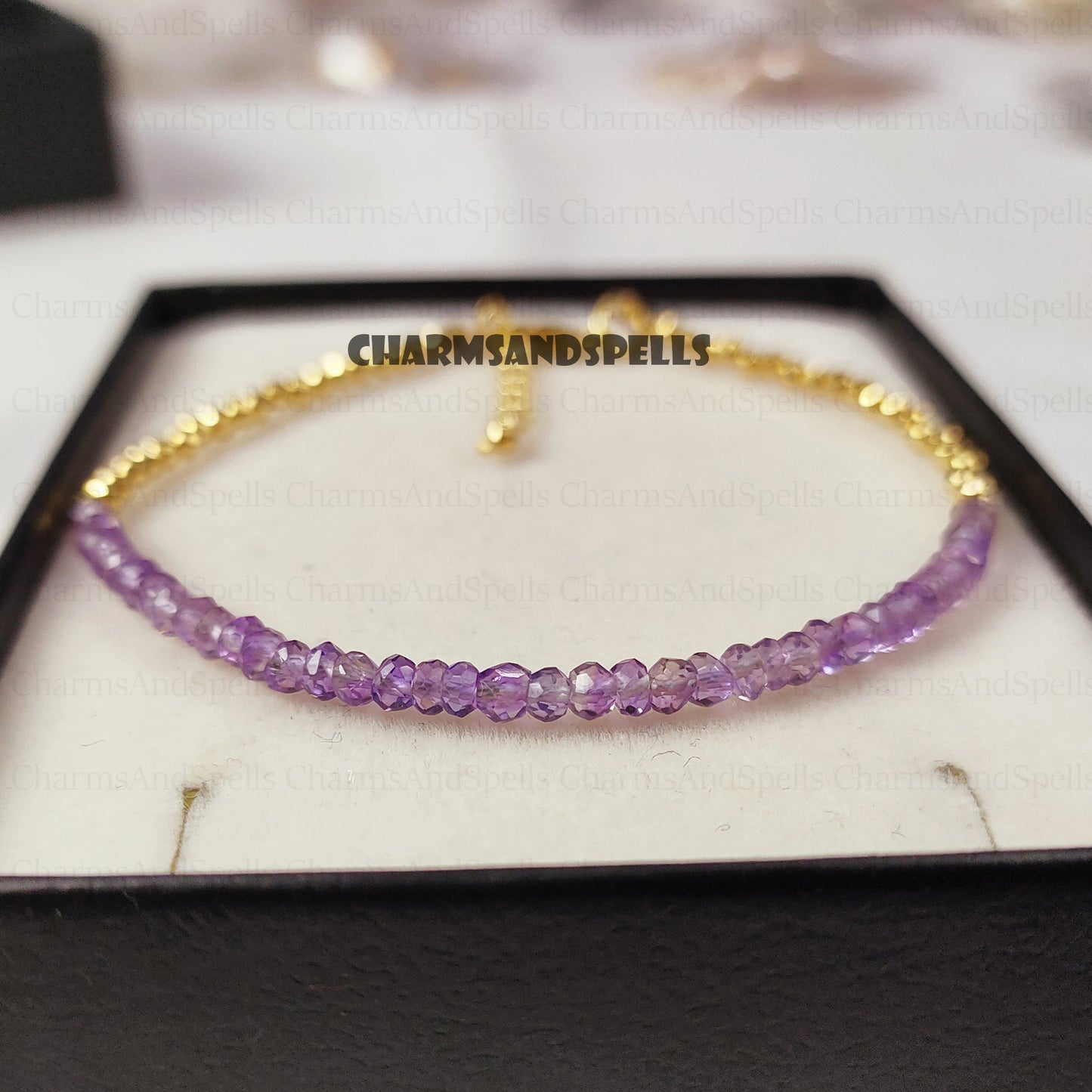 Minimalist Amethyst Bracelet -Natural Stone Dainty Bracelet- Healing Crystal Yoga Bracelet -Spiritual Protection February Birthstone Gift