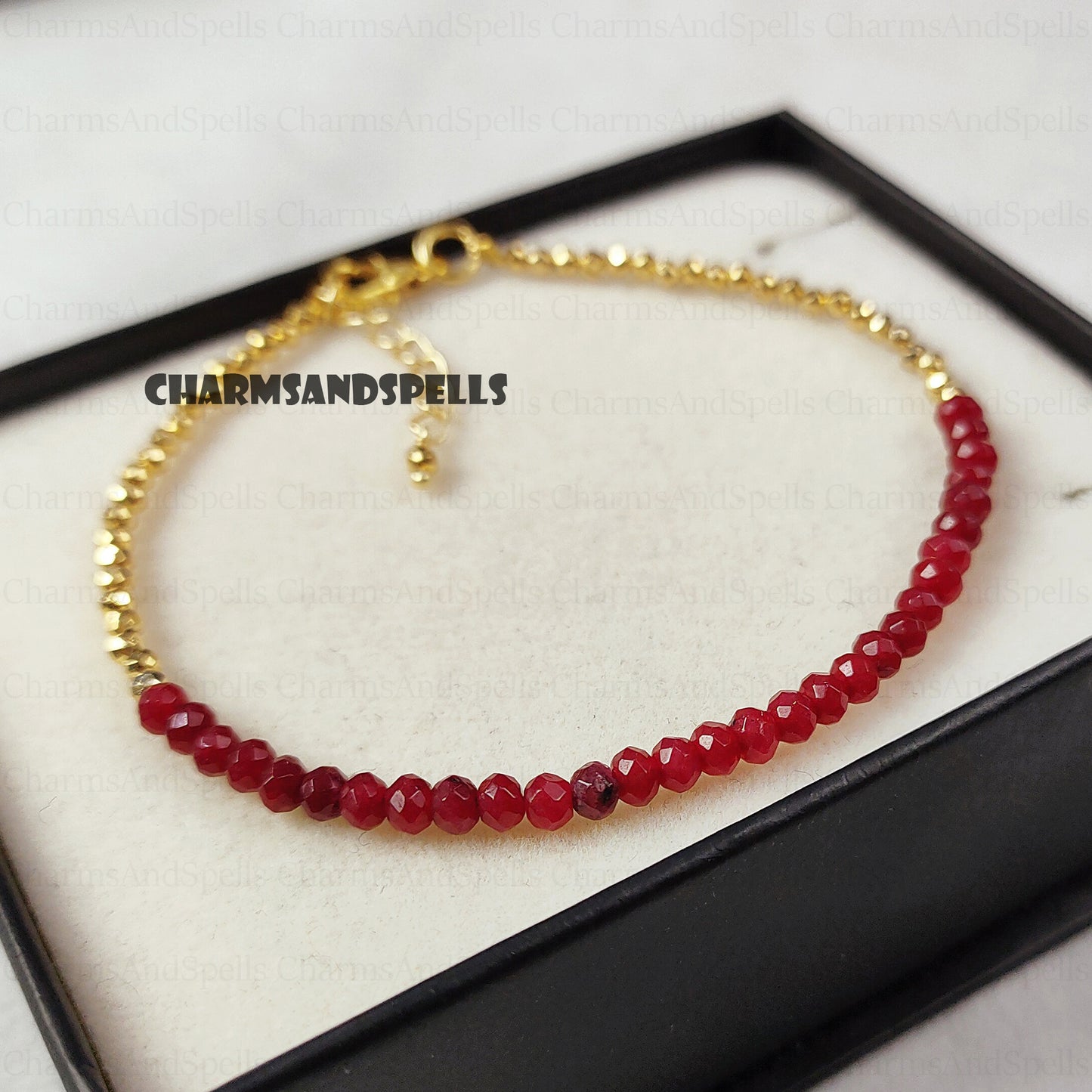 Pink Ruby Birthstone Bracelet, Gemstone Bracelet, Birthday Gift, Spiritual Bracelet for Women, Minimalist Gift For Her, Valentine's Day Gift