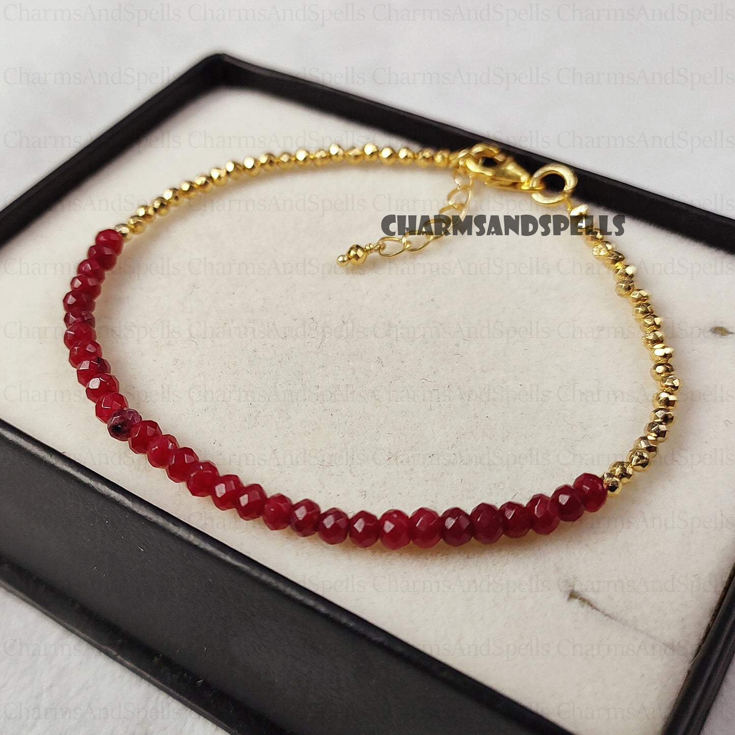 Pink Ruby Birthstone Bracelet, Gemstone Bracelet, Birthday Gift, Spiritual Bracelet for Women, Minimalist Gift For Her, Valentine's Day Gift