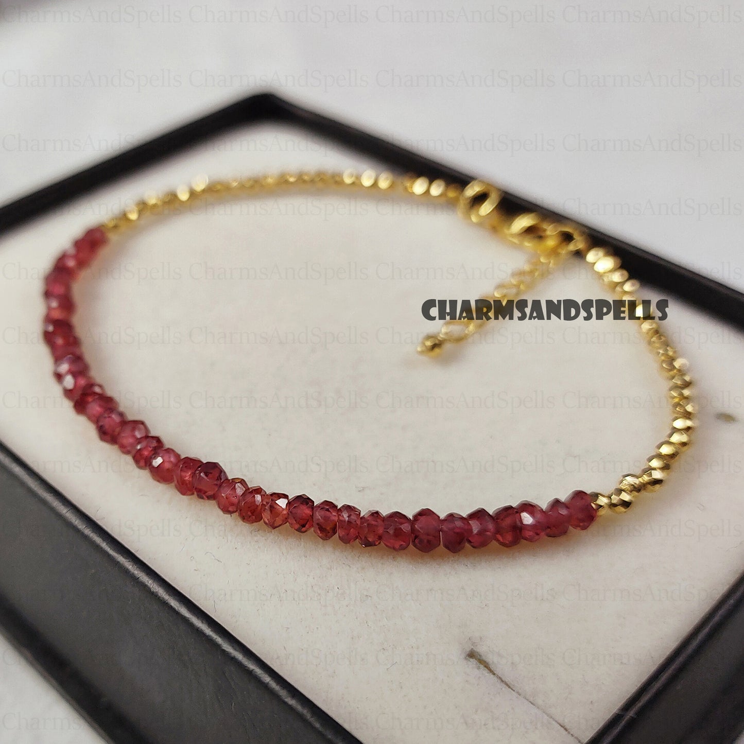 Natural Red Garnet Bracelet, Women Bracelet, Garnet Jewelry, Beaded Bracelet, Gift for Her/Him, Crystal Bracelet, January Birthday Gift