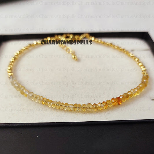 Dainty Citrine Bracelet, Natural Gemstone Jewelry, November Birthstone