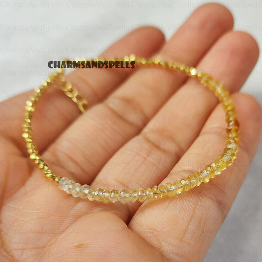 Dainty Citrine Bracelet, Natural Gemstone Jewelry, November Birthstone