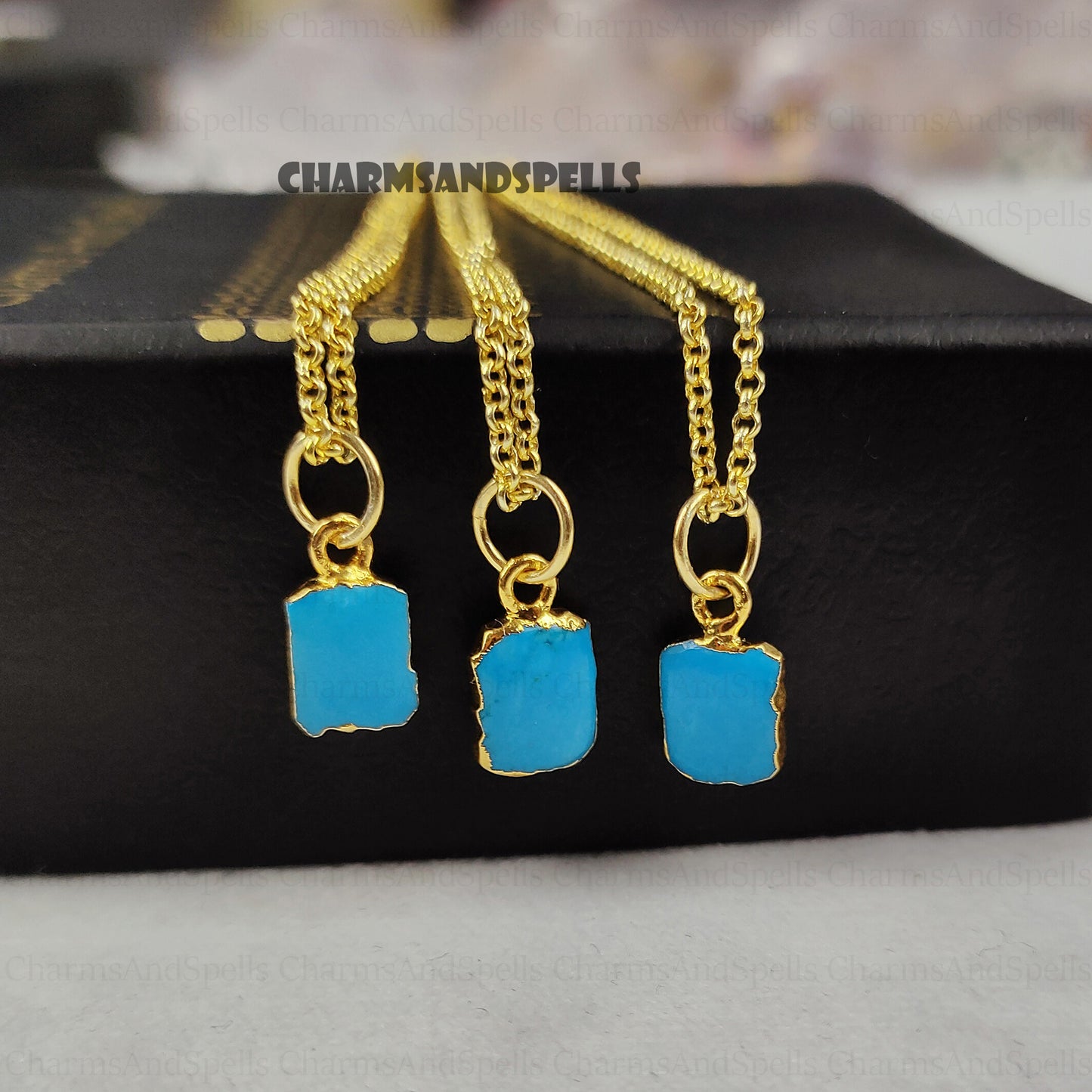 Raw Turquoise Necklace, Gemstone Slice Necklace, Healing Necklace, Layering Necklace, Turquoise Howlite, Necklace Gift, Valentine's Day Gift