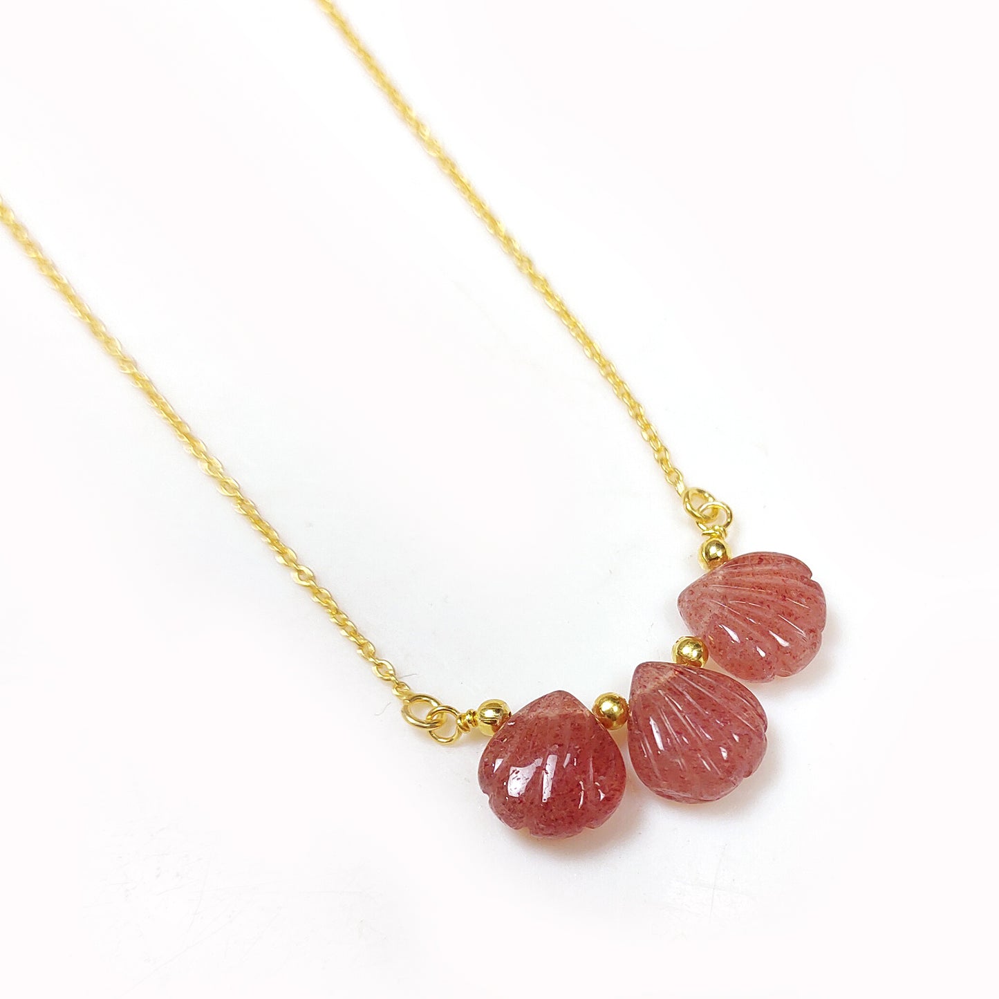 Natural Red Strawberry Quartz Chain Necklace, 925 Sterling Silver Jewelry, Wedding Necklace, Birthday Gift For Wife, Gift For Lovers, Gift