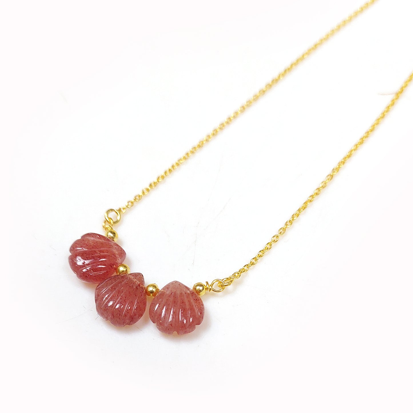 Natural Red Strawberry Quartz Chain Necklace, 925 Sterling Silver Jewelry, Wedding Necklace, Birthday Gift For Wife, Gift For Lovers, Gift