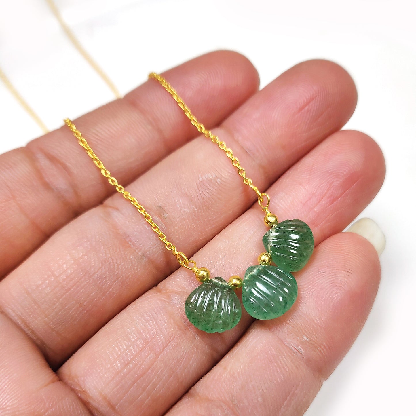 Green Strawberry Quartz Necklace, Gemstone Necklace /Handmade Jewelry/ Necklaces for Women, Layered Necklace, Dainty Necklace, Boho Necklace