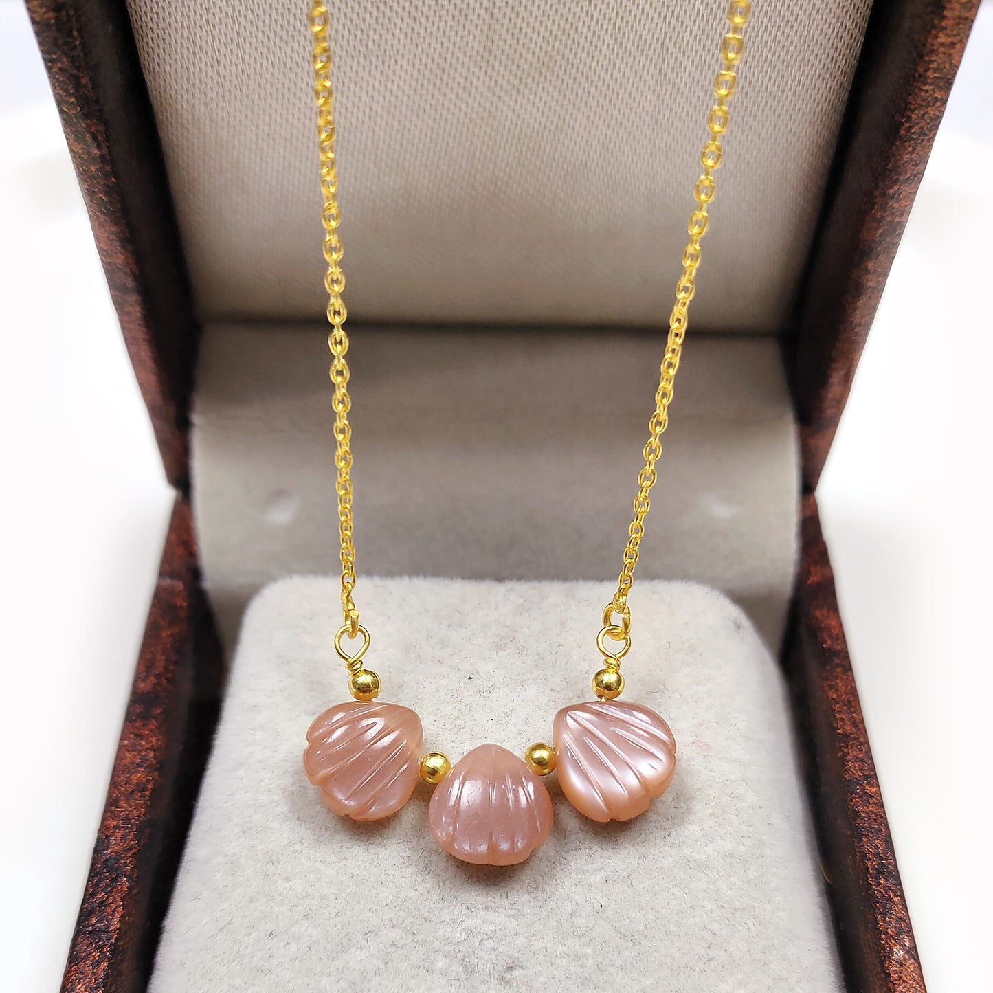 Natural Peach Moonstone Necklace, Tiny June Birthstone Crystals, 925 Silver Necklace, Genuine Beaded Peach Gemstone Choker, Gift for Teen