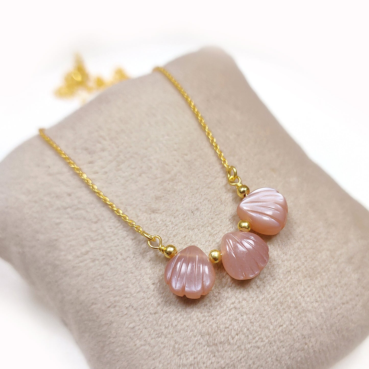 Natural Peach Moonstone Necklace, Tiny June Birthstone Crystals, 925 Silver Necklace, Genuine Beaded Peach Gemstone Choker, Gift for Teen